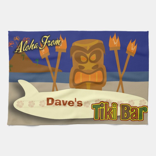 Custom Tiki Bar Sign Kitchen Towel (Horizontal)