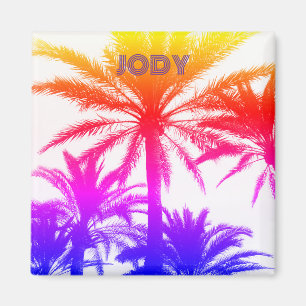 Custom Tiki Sunset Magnet – 80s Vacation Vibe