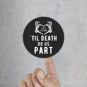 Custom Til Death Do Us Part Wedding Classic Round Sticker