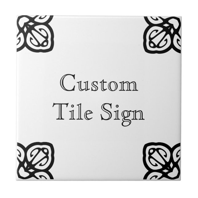 Custom Tile Sign - Spanish Black on White (Front)