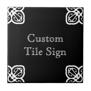 Custom Tile Sign - Spanish White on Black