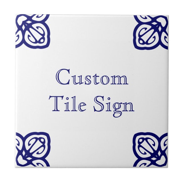Custom Tile Sign - Spanish White on Blue (Front)