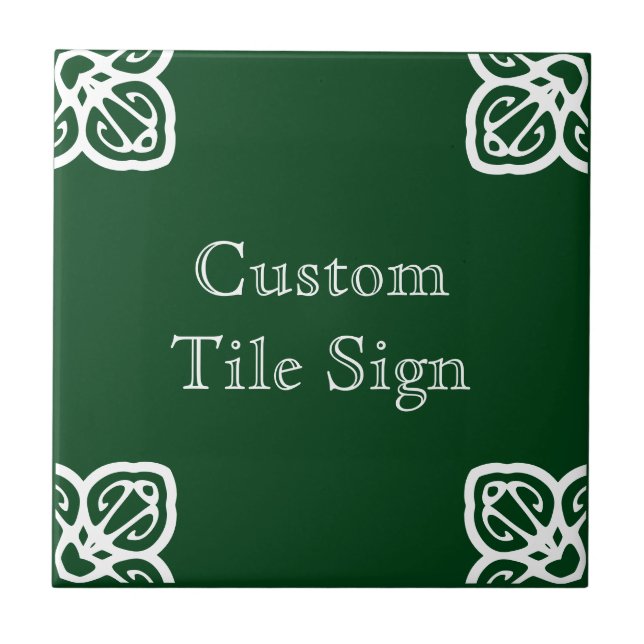 Custom Tile Sign - Spanish White on Green (Front)