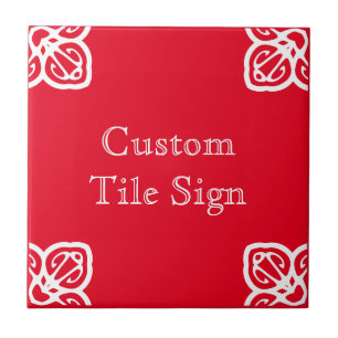 Custom Tile Sign - Spanish White on Red