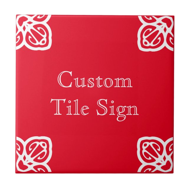 Custom Tile Sign - Spanish White on Red (Front)