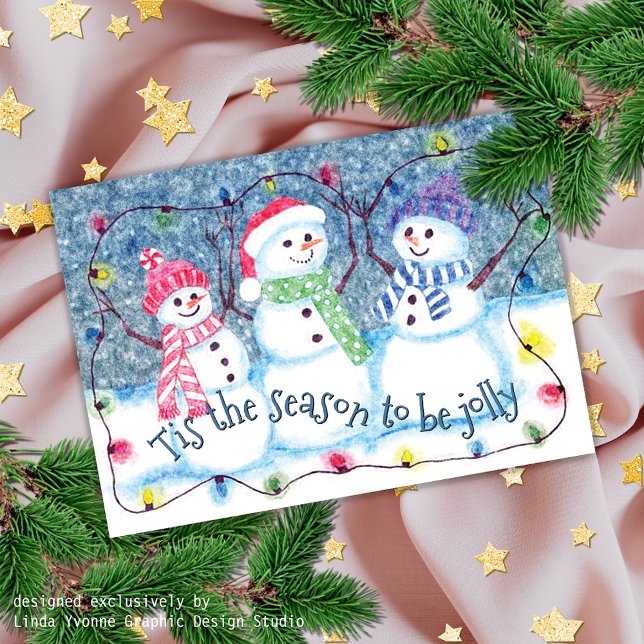 Custom Tis The Season To Be Jolly Funny Snowmen Holiday Card (Creator Uploaded)