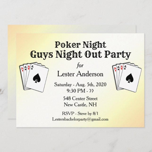 Custom Title Poker Night Party Invitation (Front/Back)