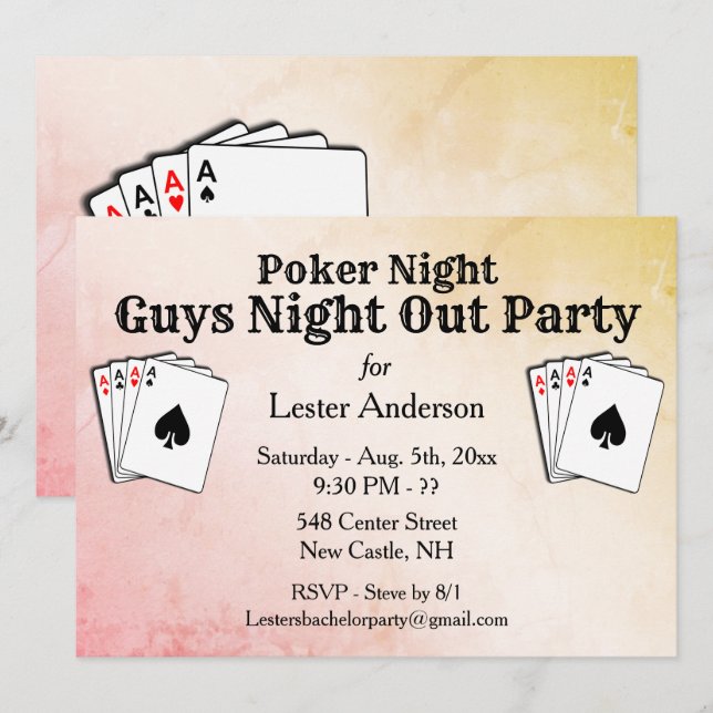 Custom Title Poker Night Party Invitation (Front/Back)