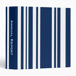 Custom Title Varied Navy and White Stripes Binder