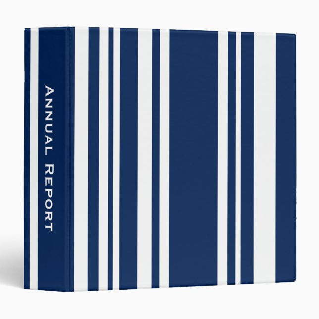 Custom Title Varied Navy and White Stripes Binder (Front/Spine)