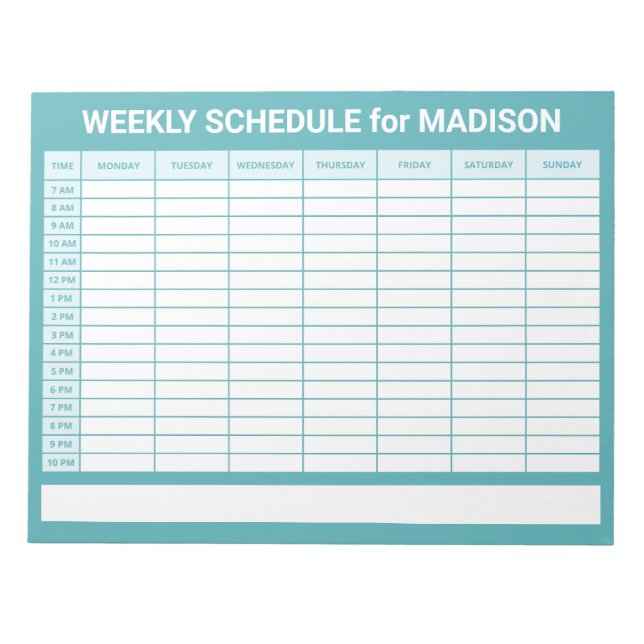 Custom Title Weekly Planner Notepad (Front)
