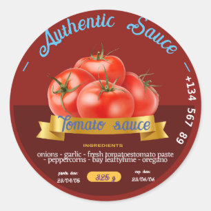 CUSTOM TOMATO KETCH UP SAUCE BEST ATTRACTIVE RED  CLASSIC ROUND STICKER