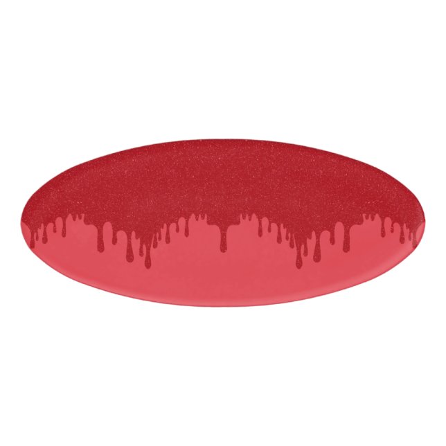 Custom Tomato Red Drip Magnetic Name Badge (Front)