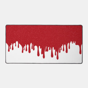 Custom Tomato Red Drip on White Desk Mat