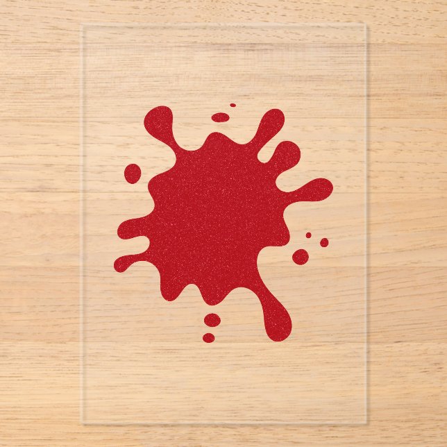 Custom Tomato Red Ink Splash Acrylic Invitation (Front)