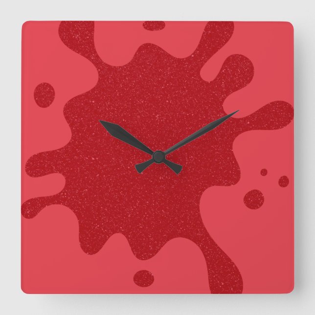 Custom Tomato Red Ink Splash Wall Clock (Front)