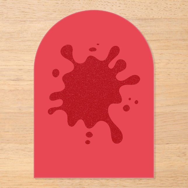 Custom Tomato Red Splash Acrylic Invitation (Front)