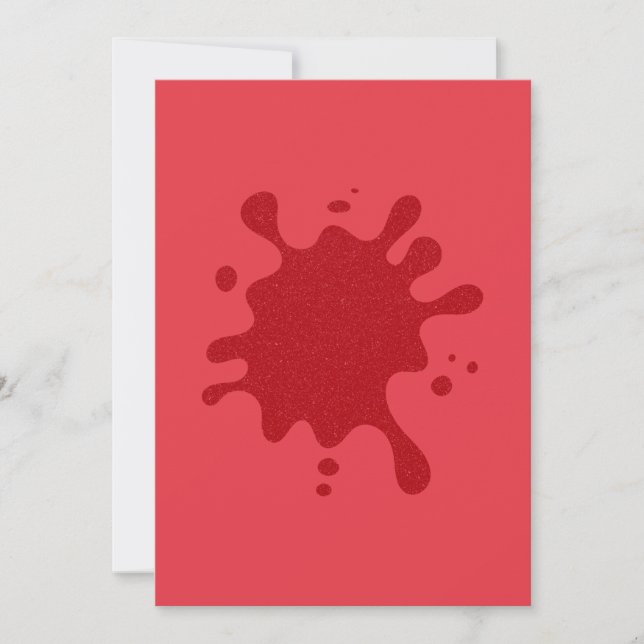 Custom Tomato Red Splash Flat Announcement Card (Front)