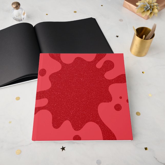 Custom Tomato Red Splash Guestbook (Front Open)