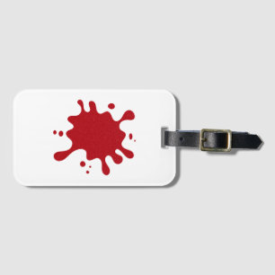 Custom Tomato Red Splash Luggage Tag on White Base