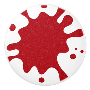 Custom Tomato Red Splash on White Ceramic Knob
