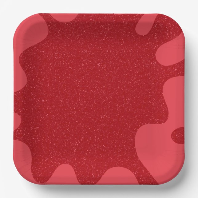 Custom Tomato Red Splash Party Paper Plate (Front)