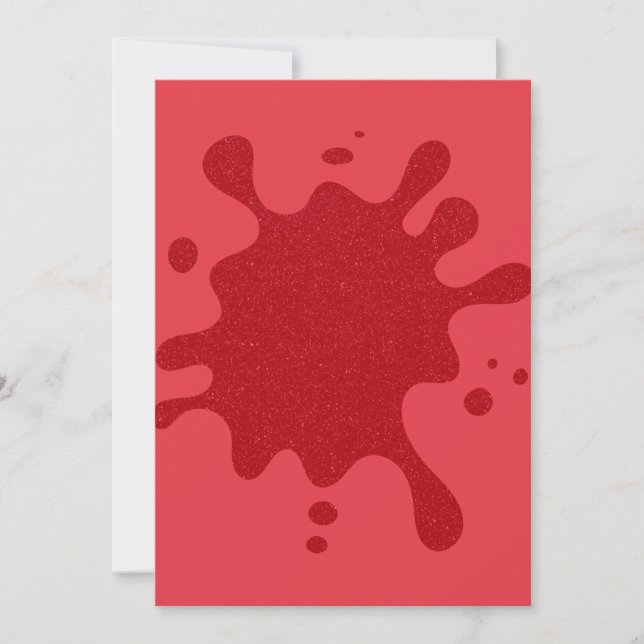 Custom Tomato Red Splatter Flat Announcement Card (Front)