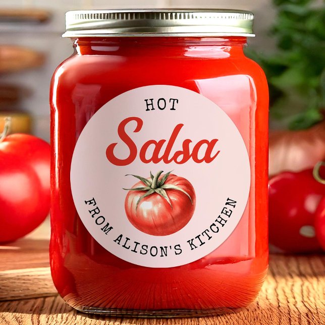 Custom Tomato Salsa Canning label in pink (Creator Uploaded)