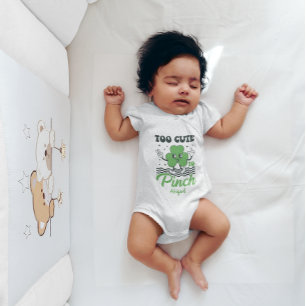 Custom Too Cute To Pinch St. Patrick's Day  Baby Bodysuit