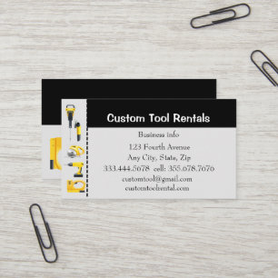 Custom Tool Equipment Rentals  Business Card