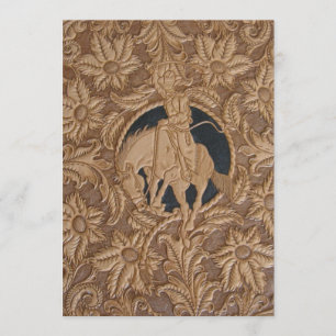 Custom tooled leather image on invitation