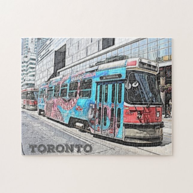 Custom Toronto Bus Street Car Light Rail Cityscape Jigsaw Puzzle (Horizontal)