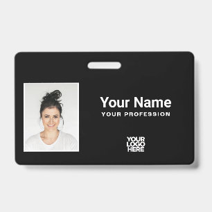 Custom Total Black Employee Photo Logo Lanyard Badge