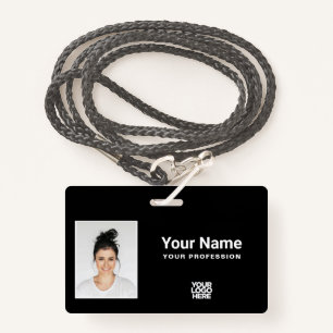 Custom Total Black Employee Photo Logo Lanyard Badge