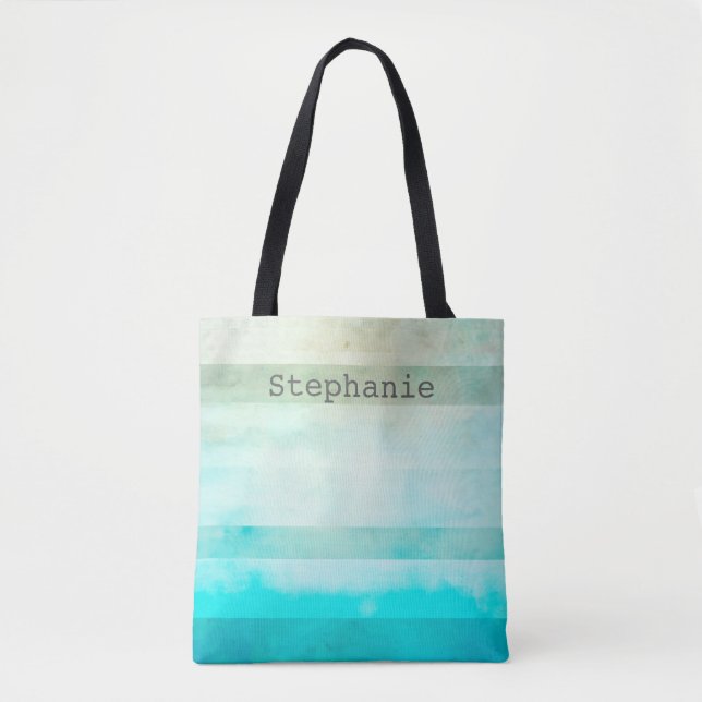 custom tote bag add your text shabby chic stripes (Front)