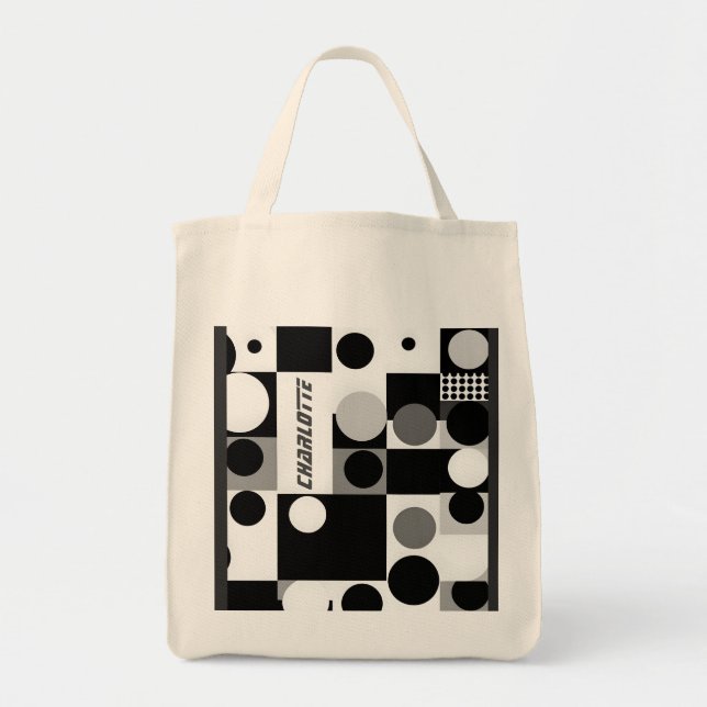 custom Tote Bag  Bauhaus 60s Black white abstract (Front)