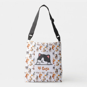 Custom Tote Bag Cat Peeking Cute
