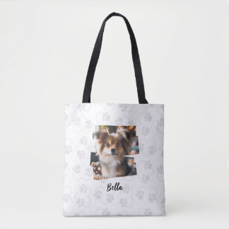 Custom Tote Bag with Adorable Dog Photo and Name
