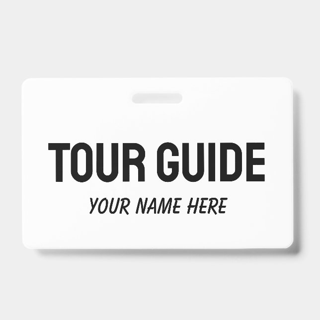 Custom tour guide name badge with clip or string (Front)