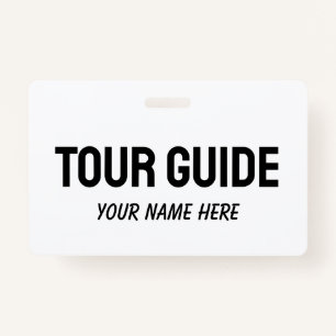 Custom tour guide name badge with clip or string
