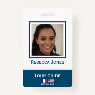 Custom tour guide photo name langage badge ID card