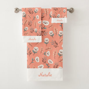Custom Towels with White Poppies