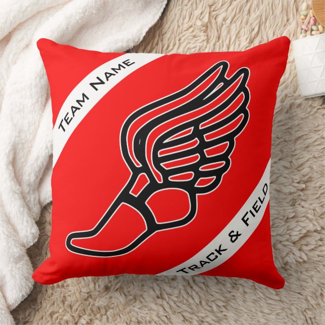 Custom Track & Field Team Name Throw Pillow (Blanket)