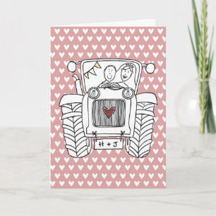 Custom Tractor Country Barn Rustic Wedding Card