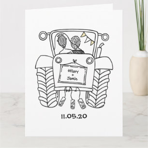 Custom Tractor Country Barn Rustic Wedding Card