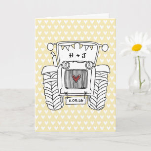 Custom Tractor Country Barn Rustic Wedding Card