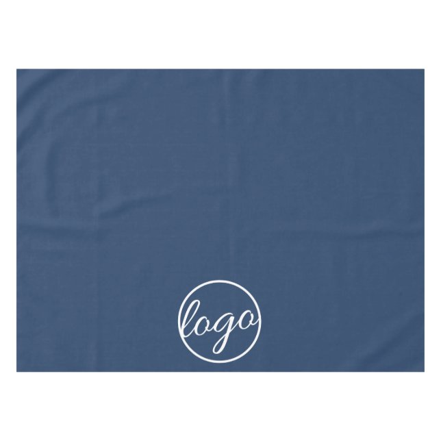 Custom Trade Show Business Logo Navy Blue Tablecloth (Front (Horizontal))