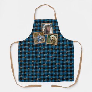 Custom Traditional Blue Black Buffalo Check Plaid Apron