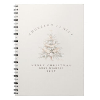 Custom traditional family white Christmas tree Notebook