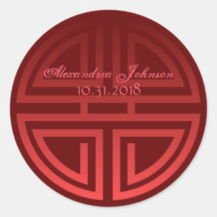 Custom Traditional Red Longevity Motif Party Classic Round Sticker
